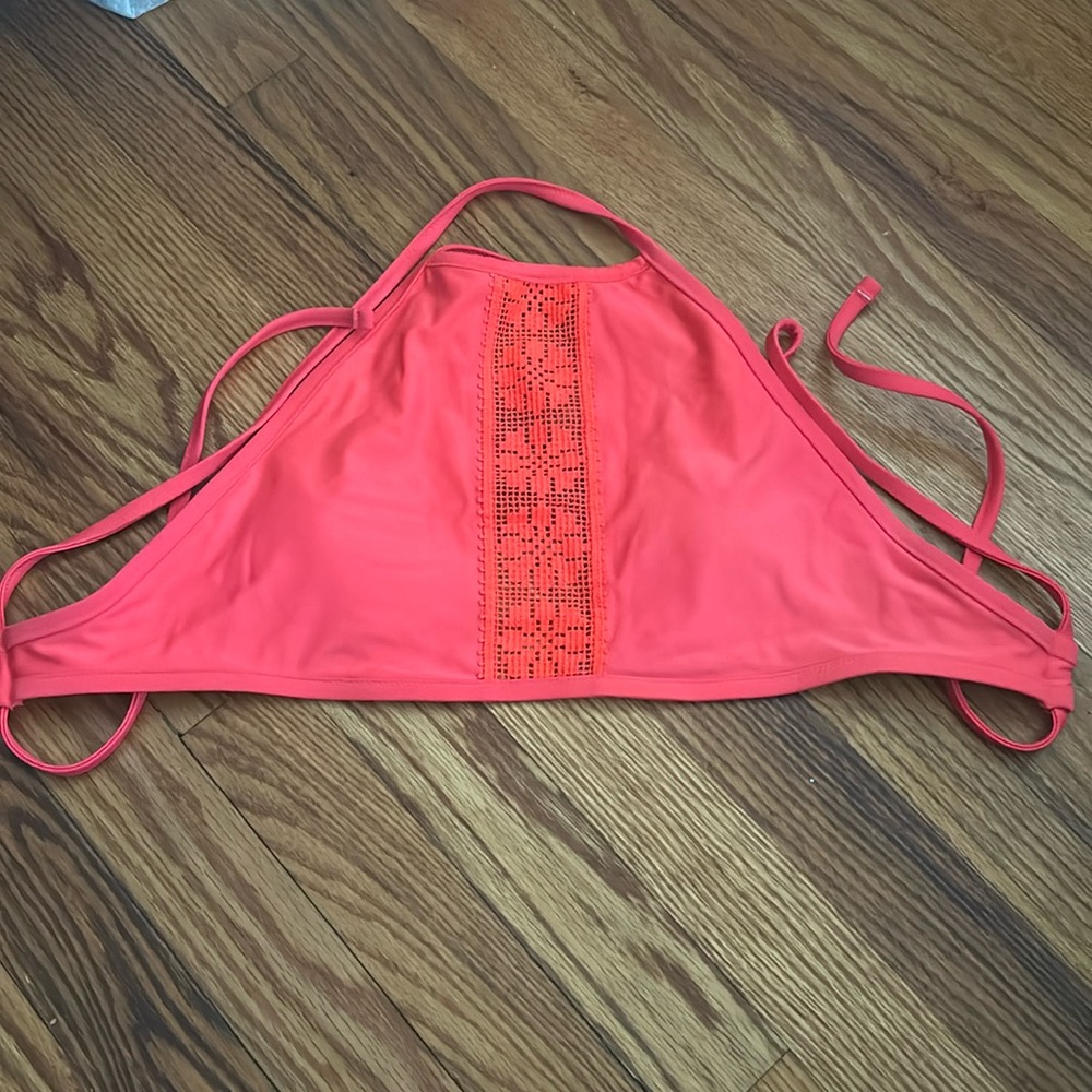 Aerie Swim High Neck/ Halter Embroidered Bikini Top
